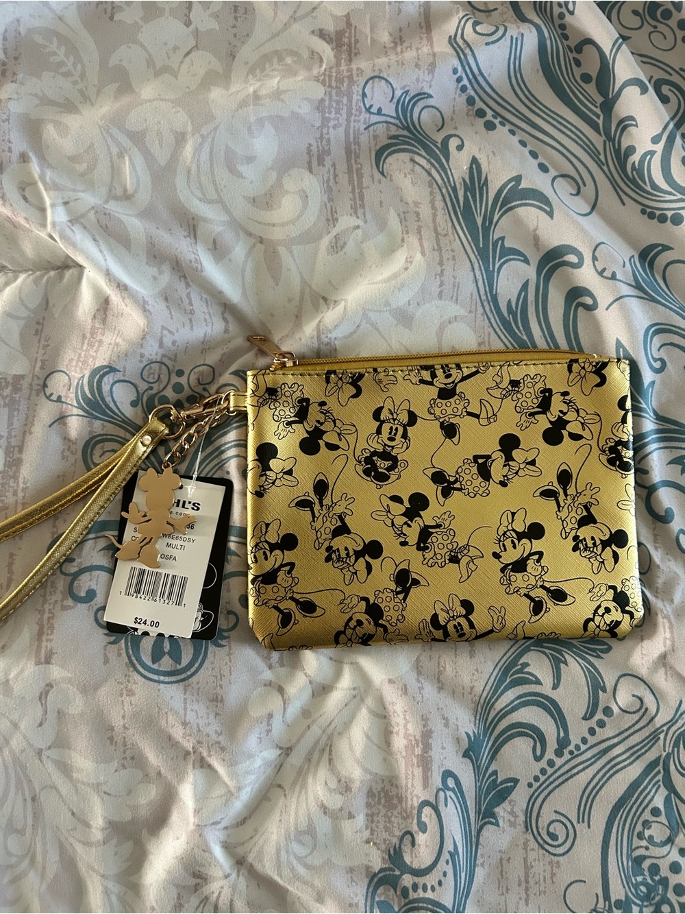 Kohl's Disney Minnie Mouse Gold Metallic Wristlet